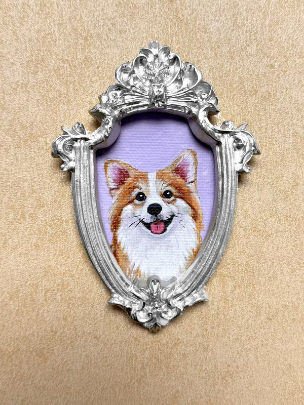 Hand-painted Corgi, Style 04, Silver finish