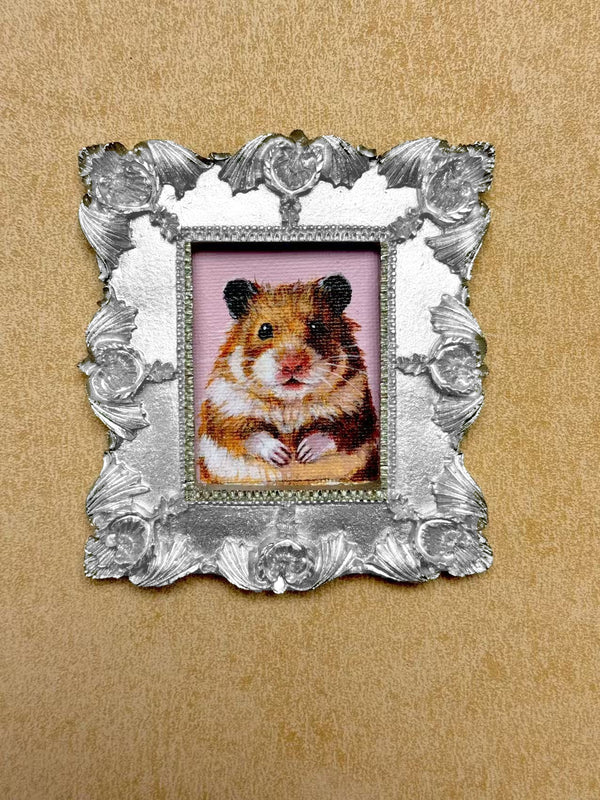 Hand-painted Hamster, Style 02, Silver finish