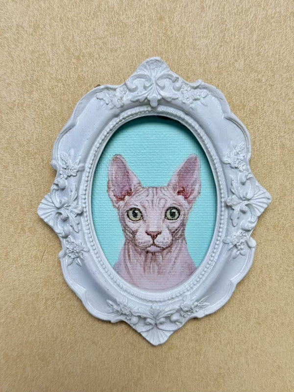 Hand-painted Sphynx cat, Style 05, White finish