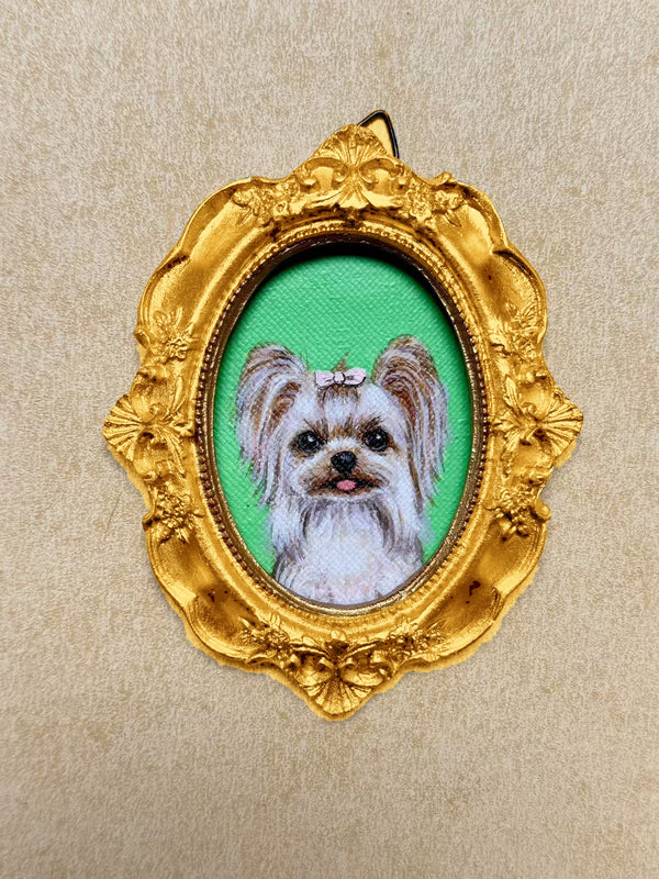 Hand-painted Yorkshire terrier, Style 05, Gold finish