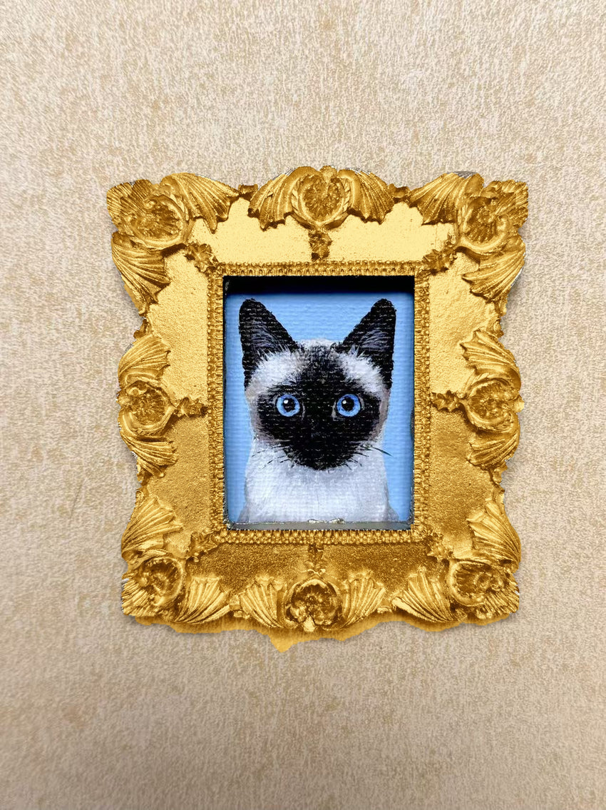 Style 02 · Gold | Siamese cat — real hand-painted oil portrait