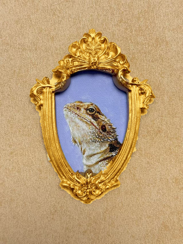 Hand-painted Bearded dragon, Style 04, Gold finish