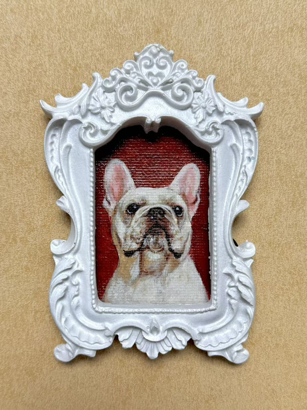 Hand-painted French bulldog, Style 12, White finish