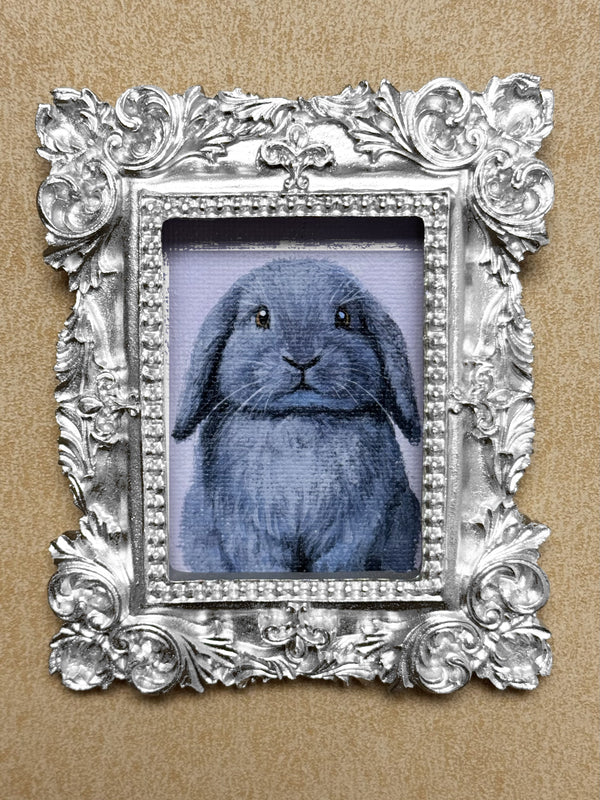 Hand-painted Lop rabbit, Style 03, Silver finish
