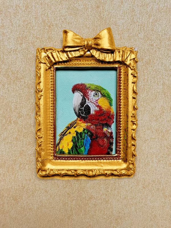 Hand-painted Macaw, Style 11, Gold finish